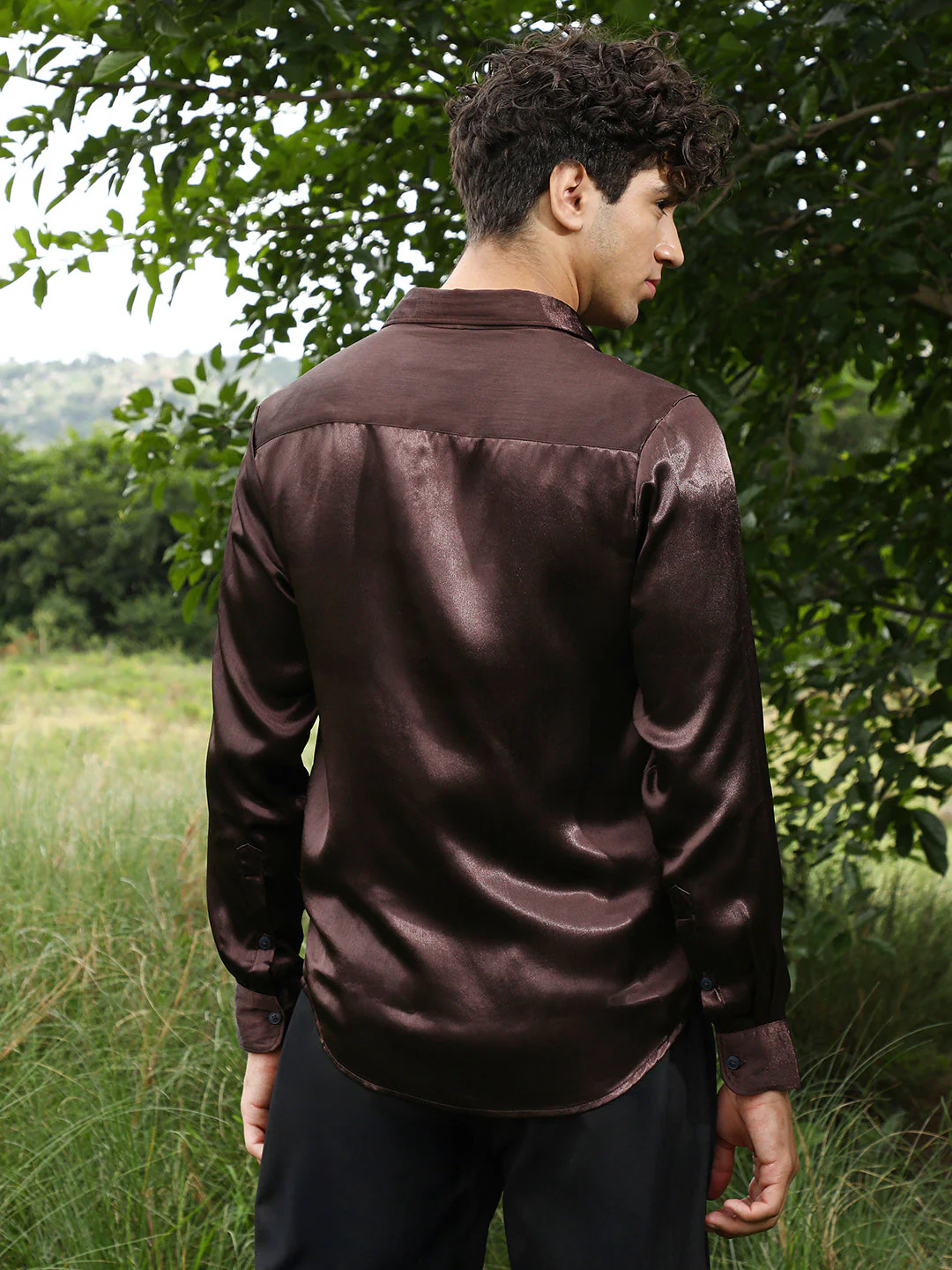 Gleaming Crushed-Satin Shirt - Image 4