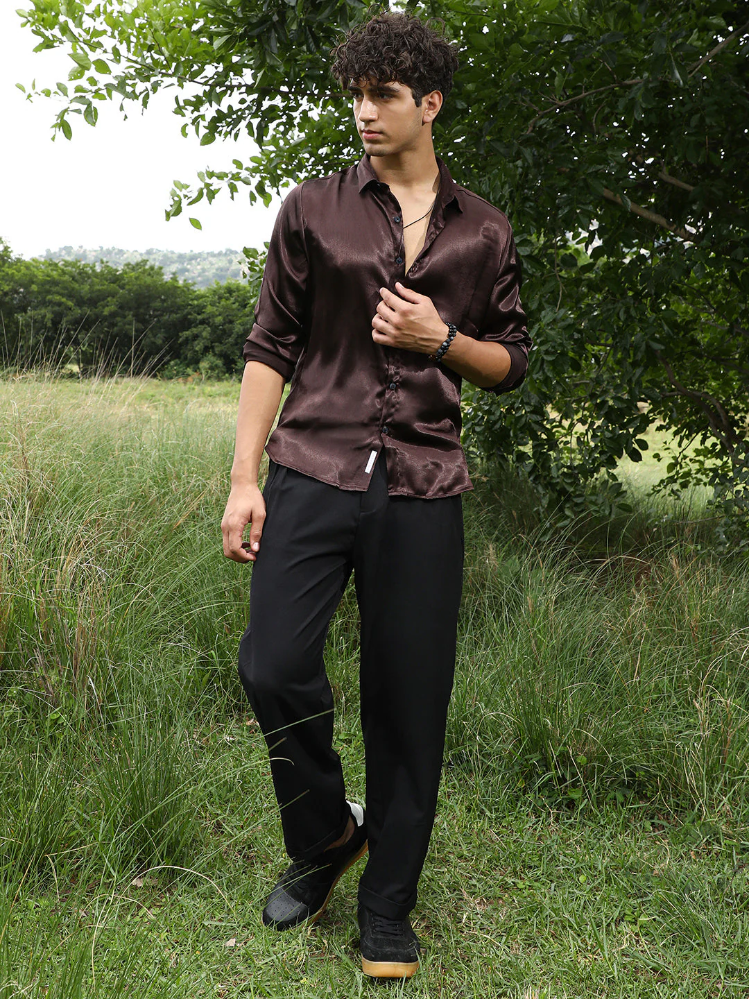 Gleaming Crushed-Satin Shirt - Image 5