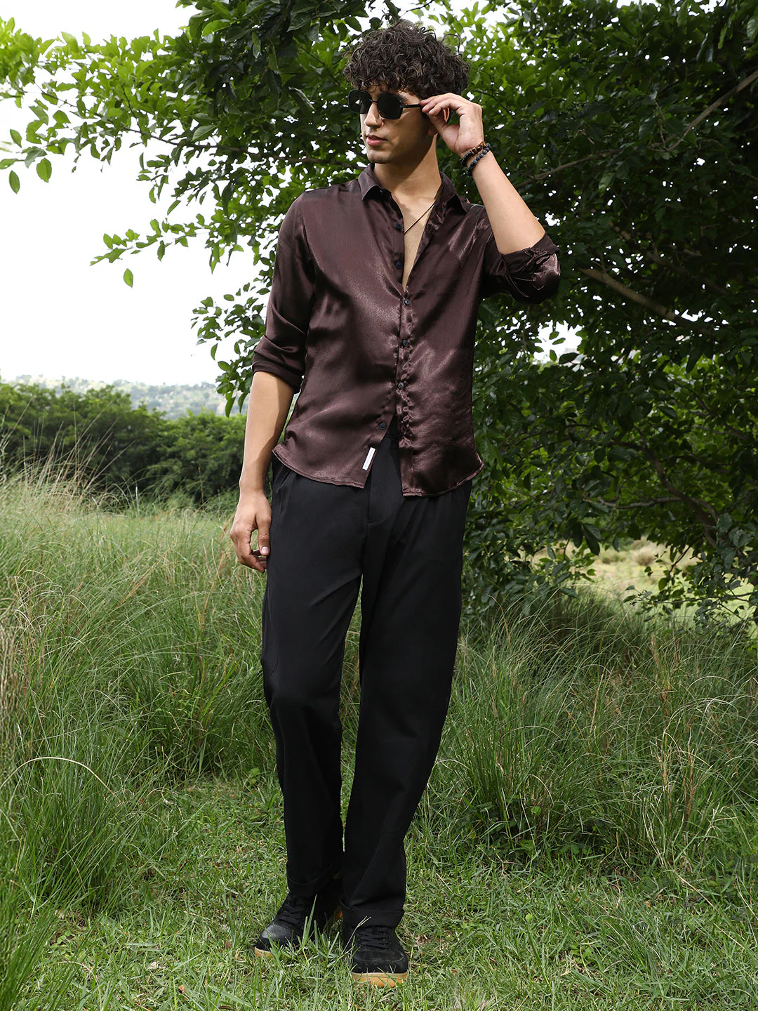 Gleaming Crushed-Satin Shirt - Image 6
