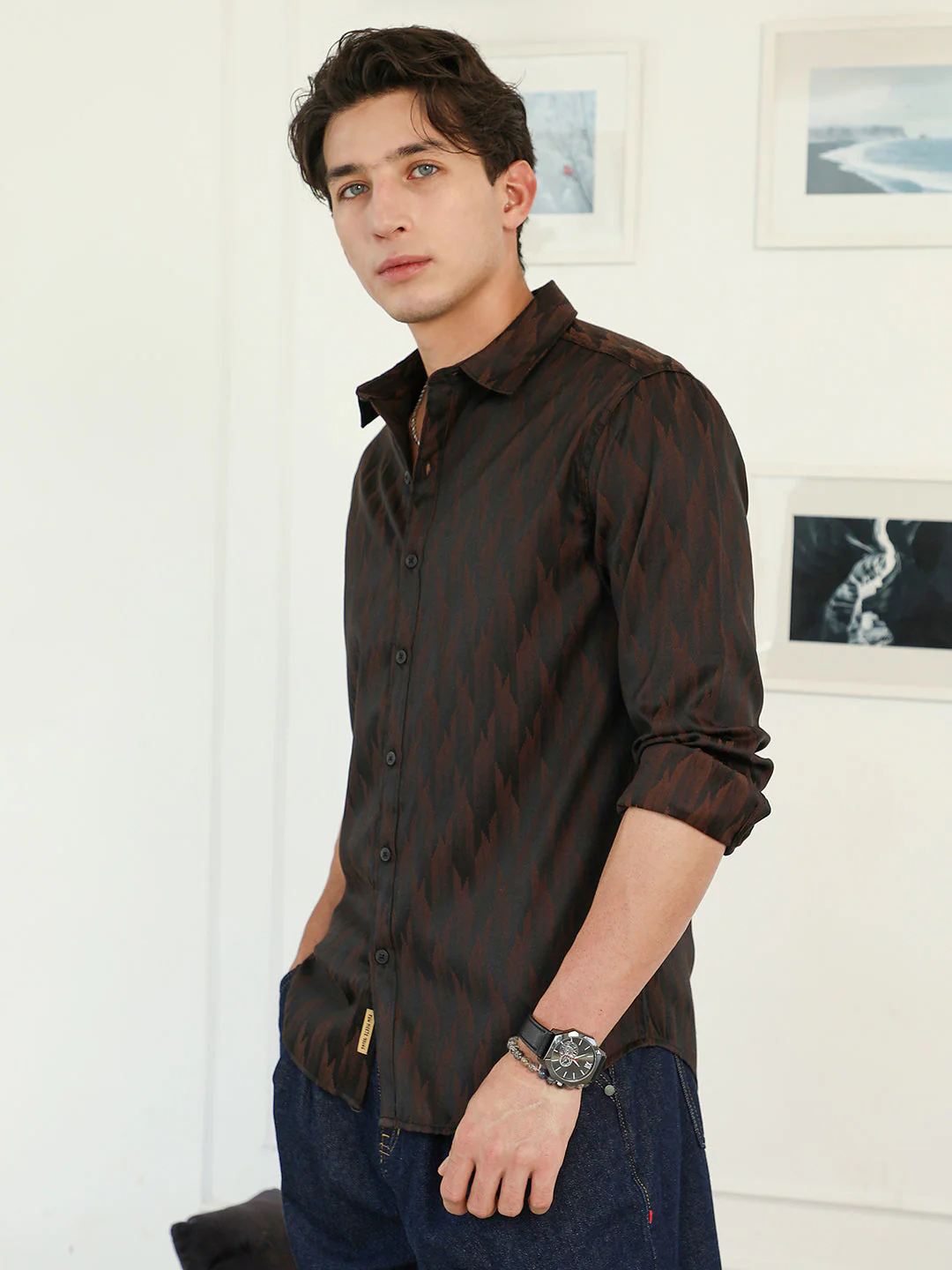 Gradient-Geometric Jacquard Shirt - Image 3