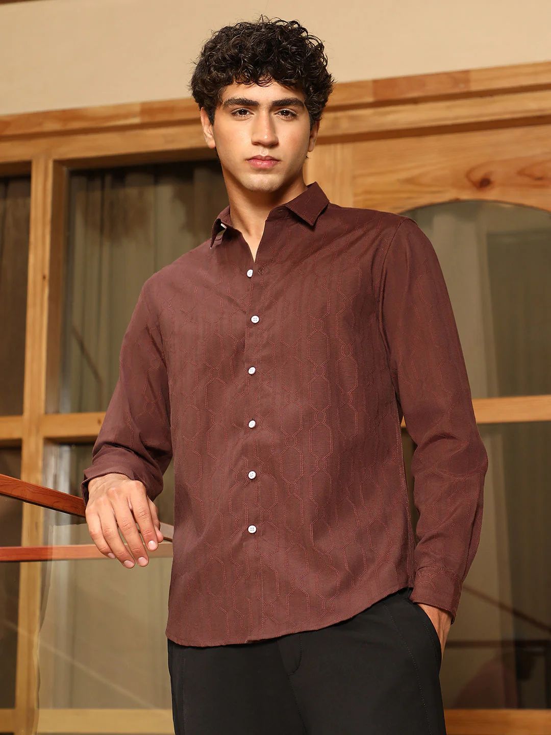Indie-Geometric Jacquard Shirt - Image 2