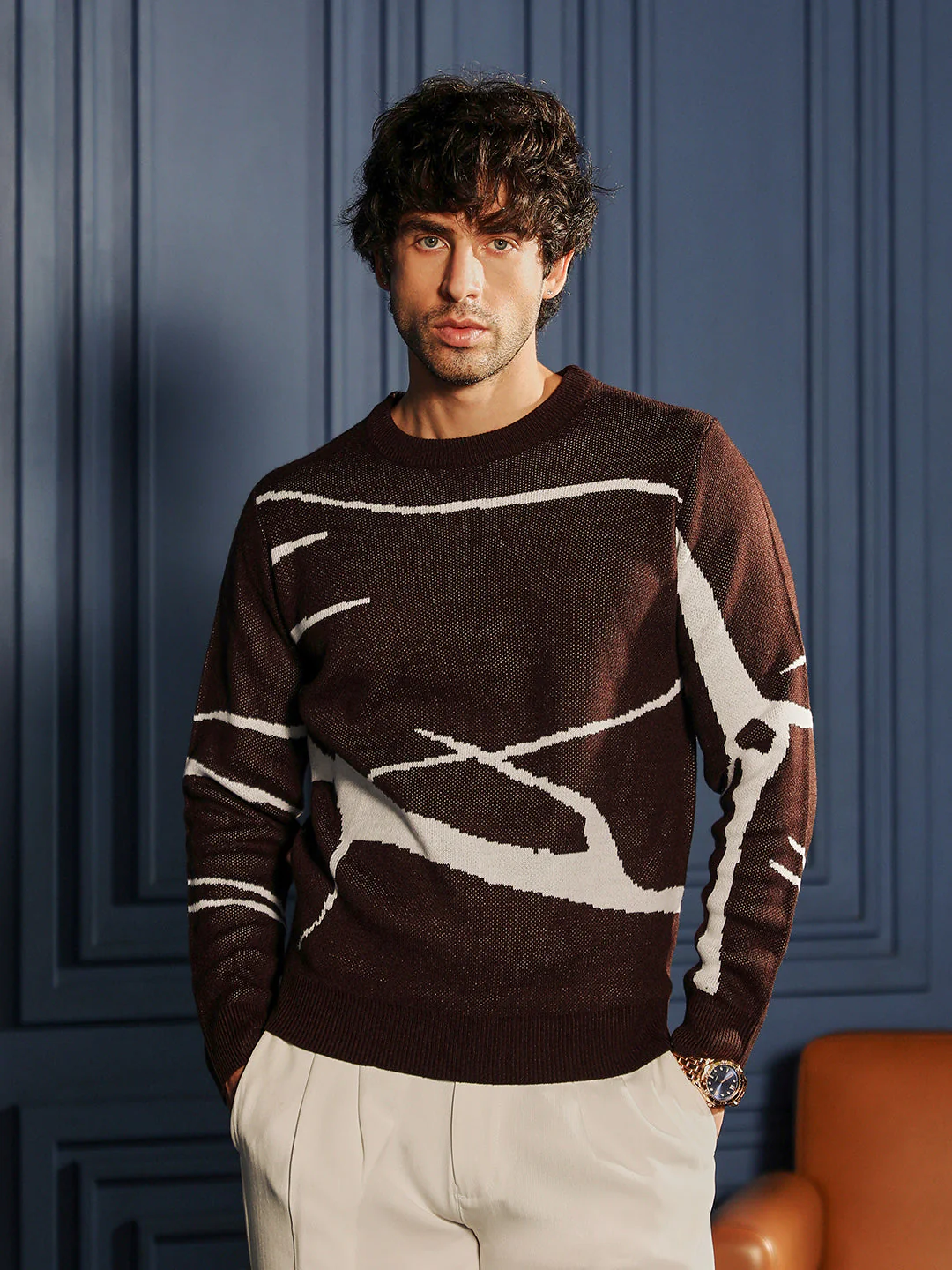 Mono-Abstract Pullover Sweater - Image 2