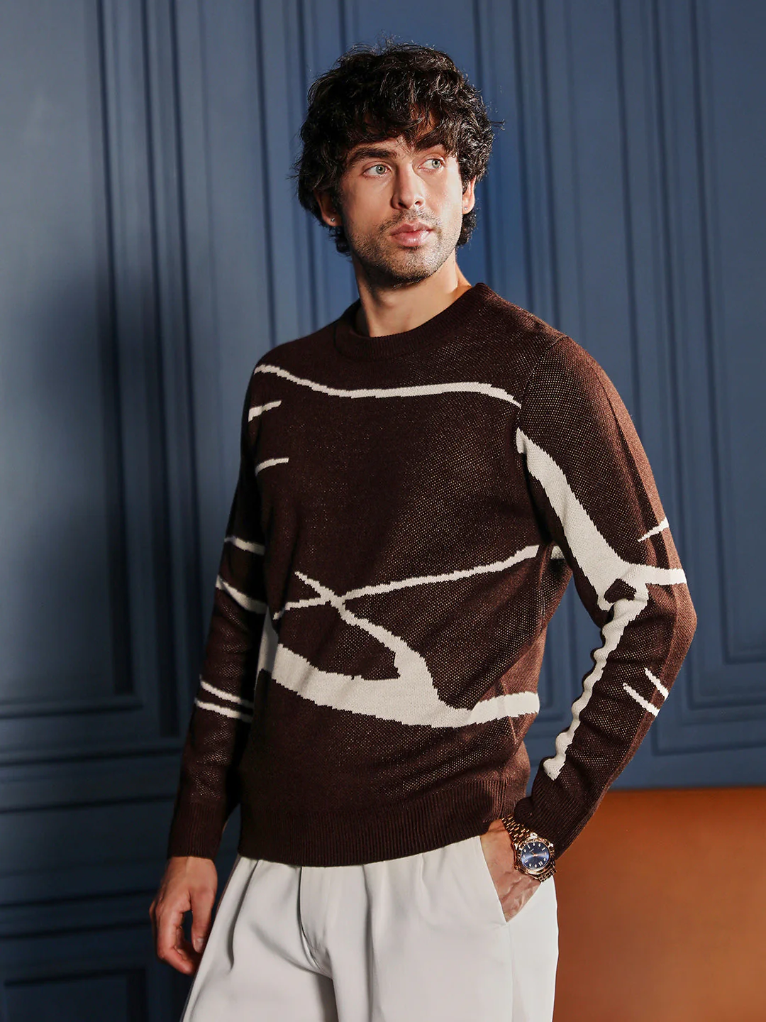 Mono-Abstract Pullover Sweater - Image 3