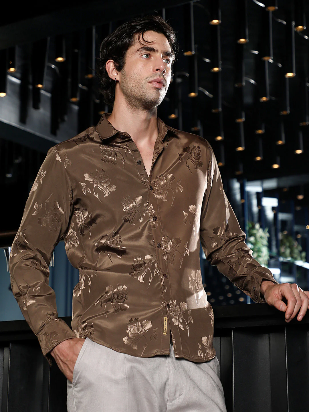 Roses-Jacquard Satin Shirt - Image 3
