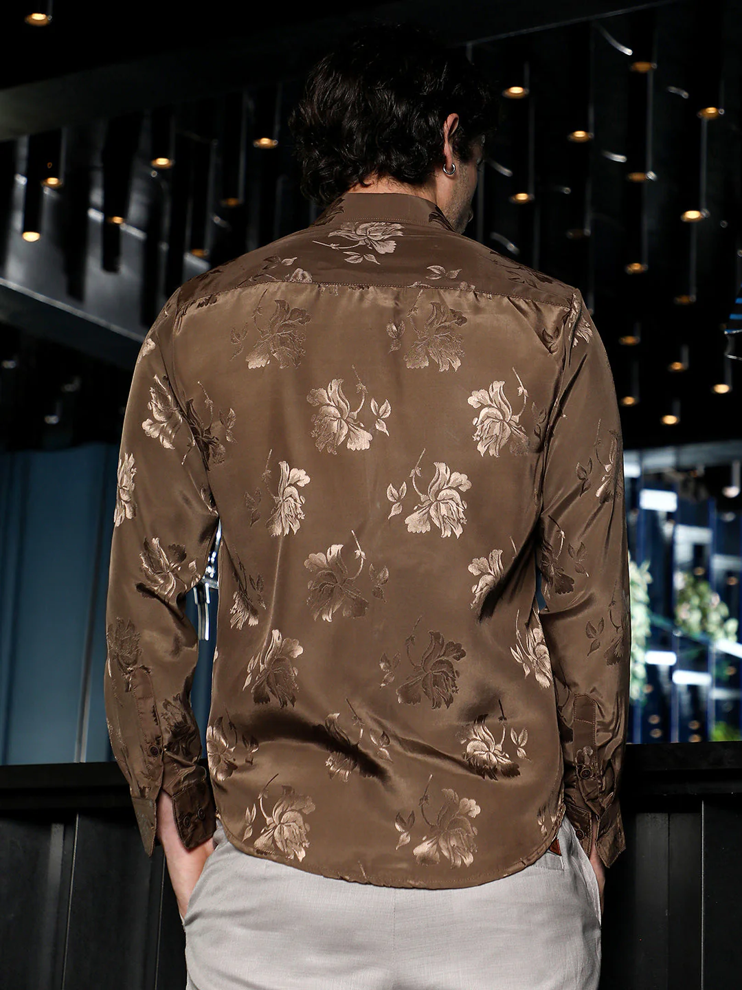 Roses-Jacquard Satin Shirt - Image 4