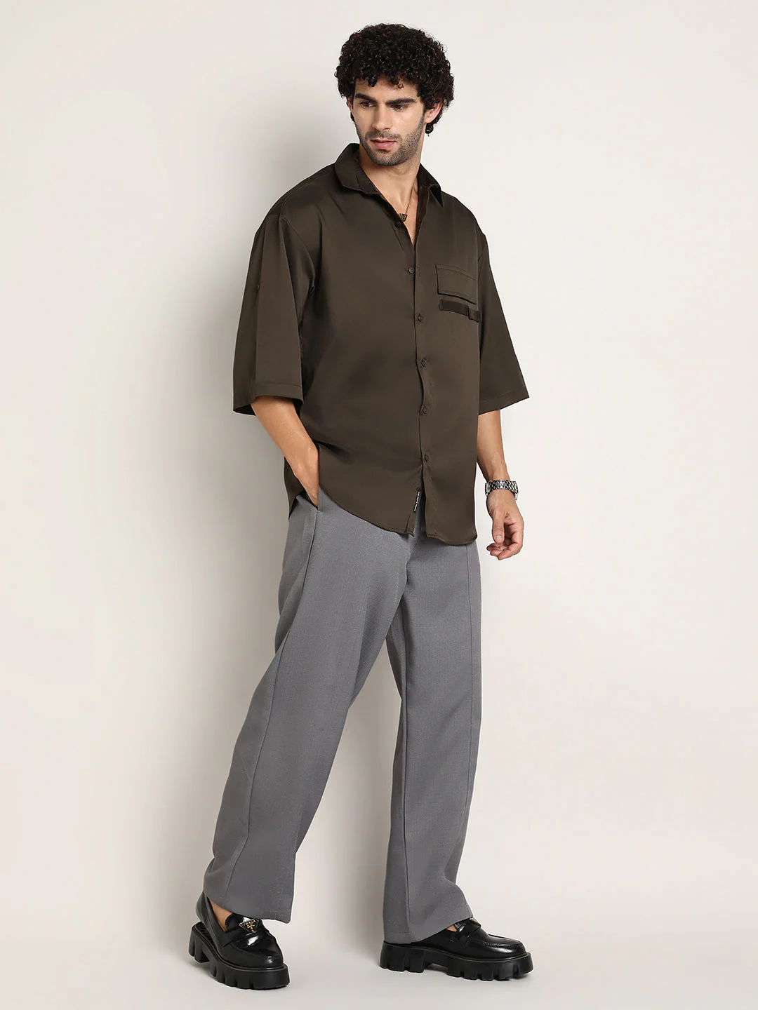 Satin-Utility Oversized Shirt - Image 5