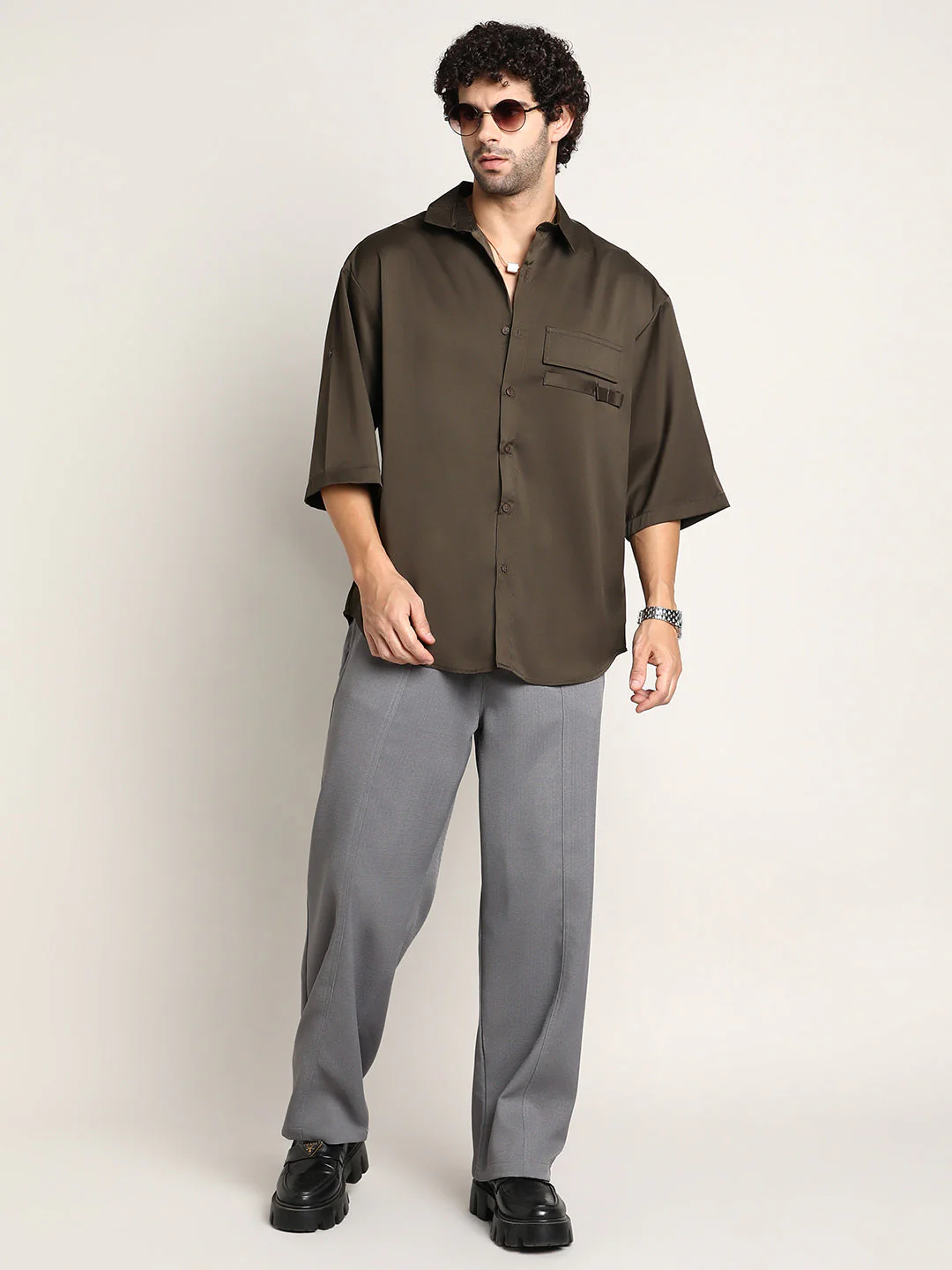 Satin-Utility Oversized Shirt - Image 6
