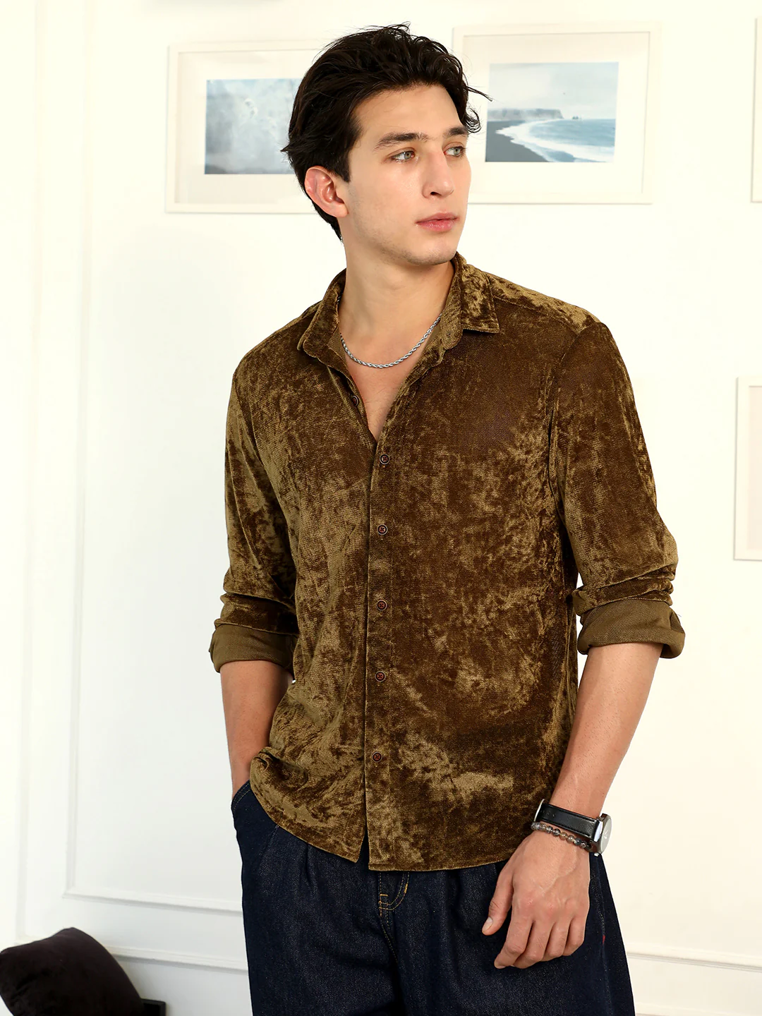 Solid Velvet Shirt - Image 3