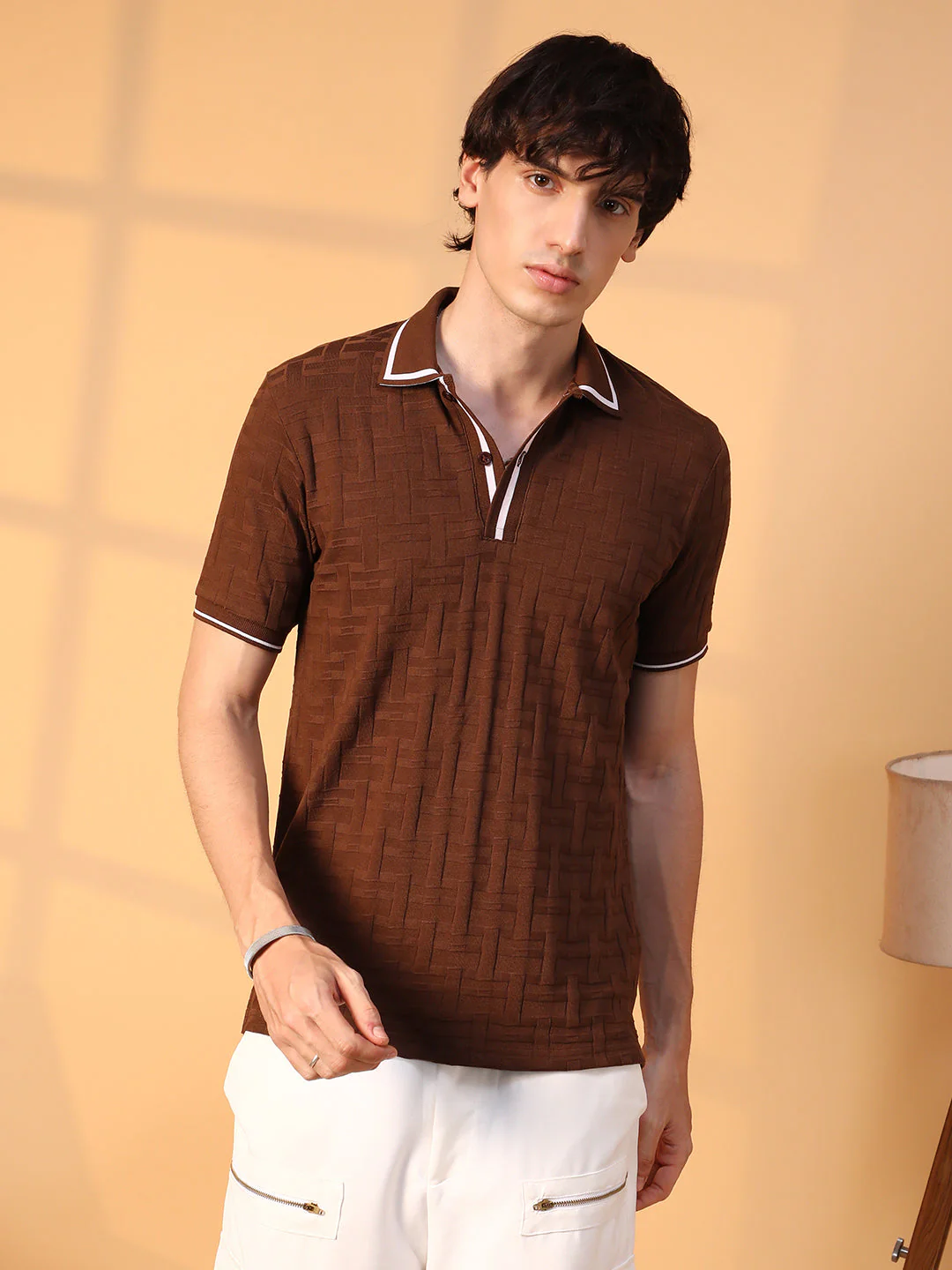 Weave-Textured Polo T-Shirt - Image 2
