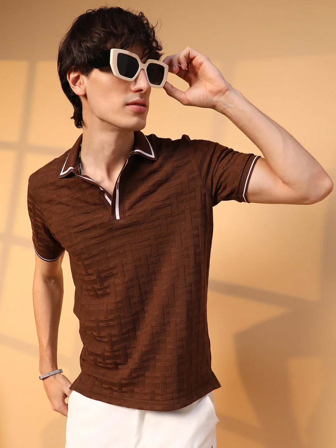 Weave-Textured Polo T-Shirt - Image 3