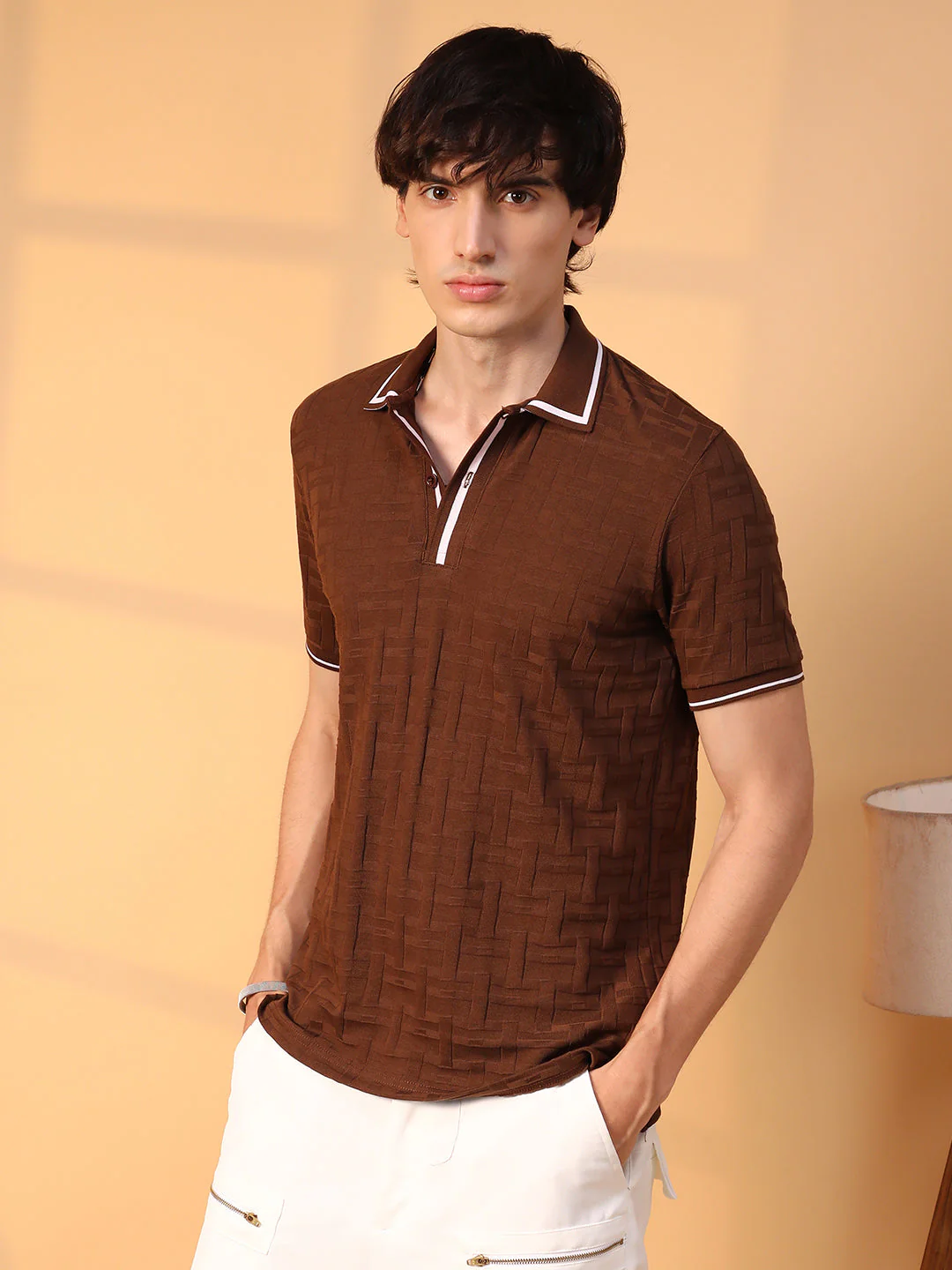 Weave-Textured Polo T-Shirt - Image 4