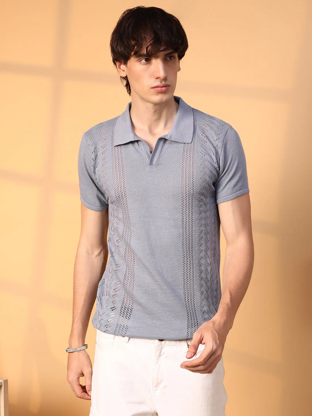 Block-Textured Polo T-Shirt - Image 2
