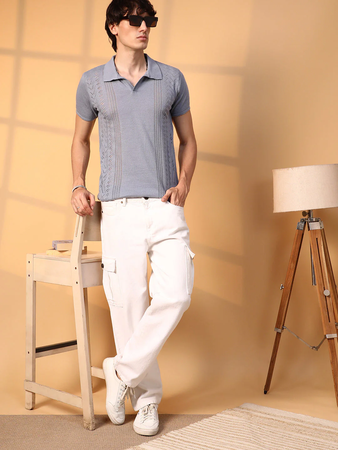 Block-Textured Polo T-Shirt - Image 6