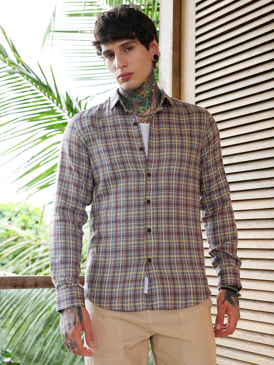 Woven Contrast-Check Shirt - Image 2