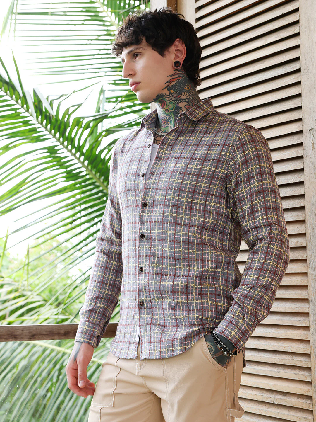 Woven Contrast-Check Shirt - Image 3