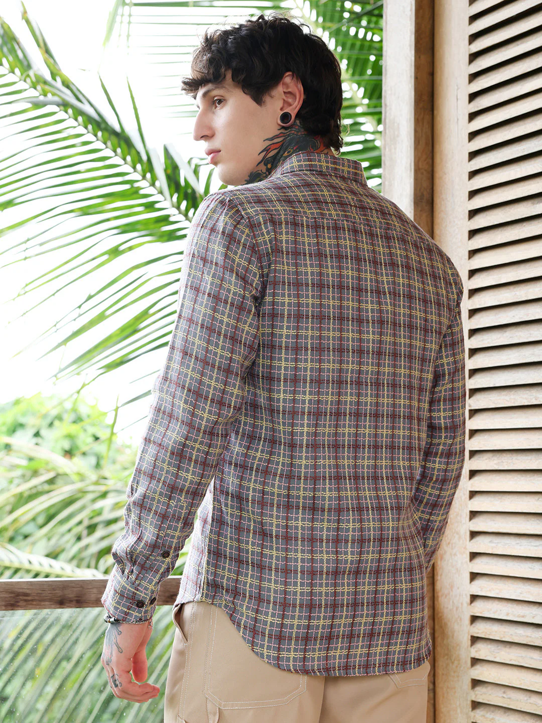 Woven Contrast-Check Shirt - Image 4