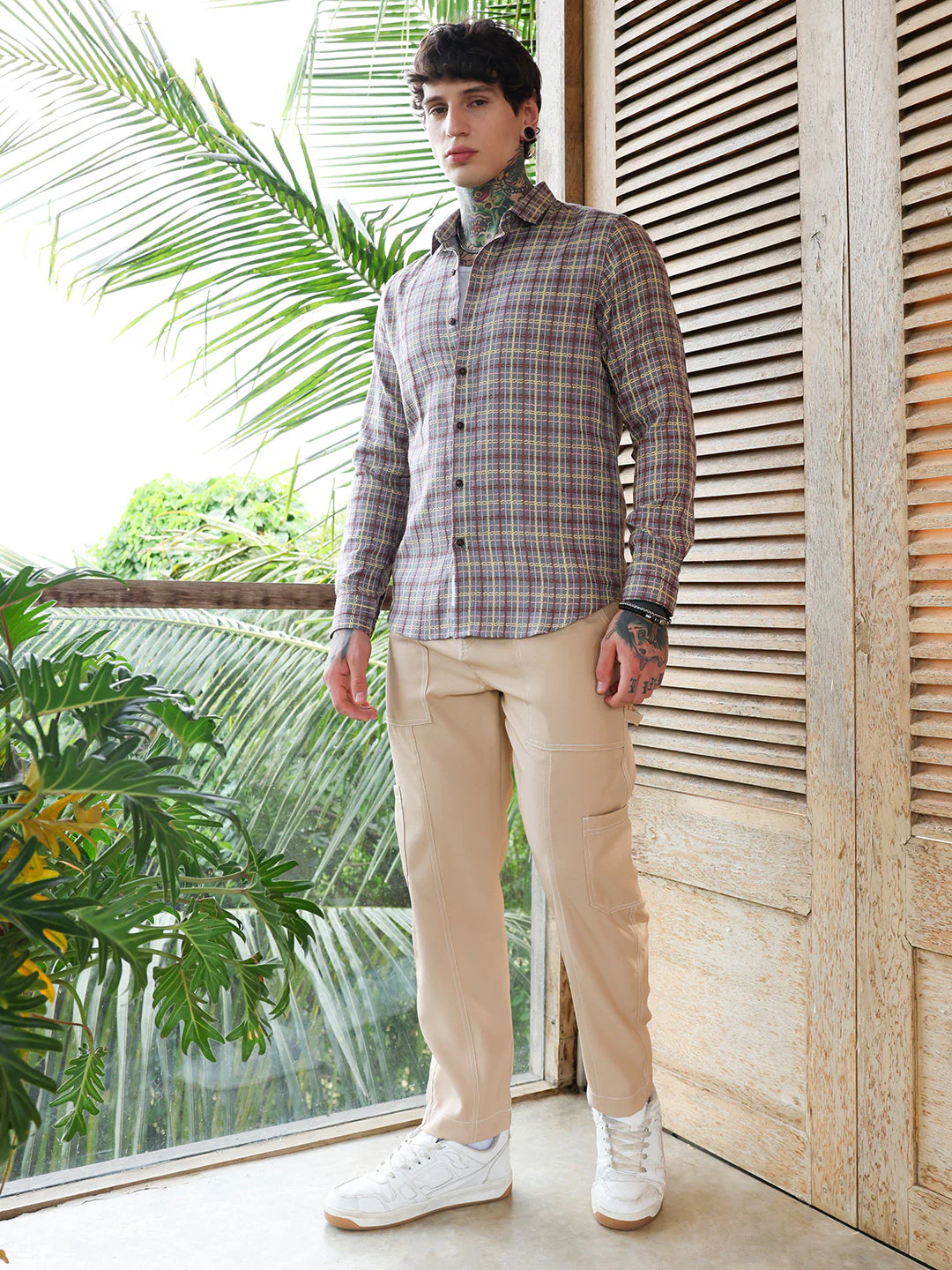 Woven Contrast-Check Shirt - Image 5