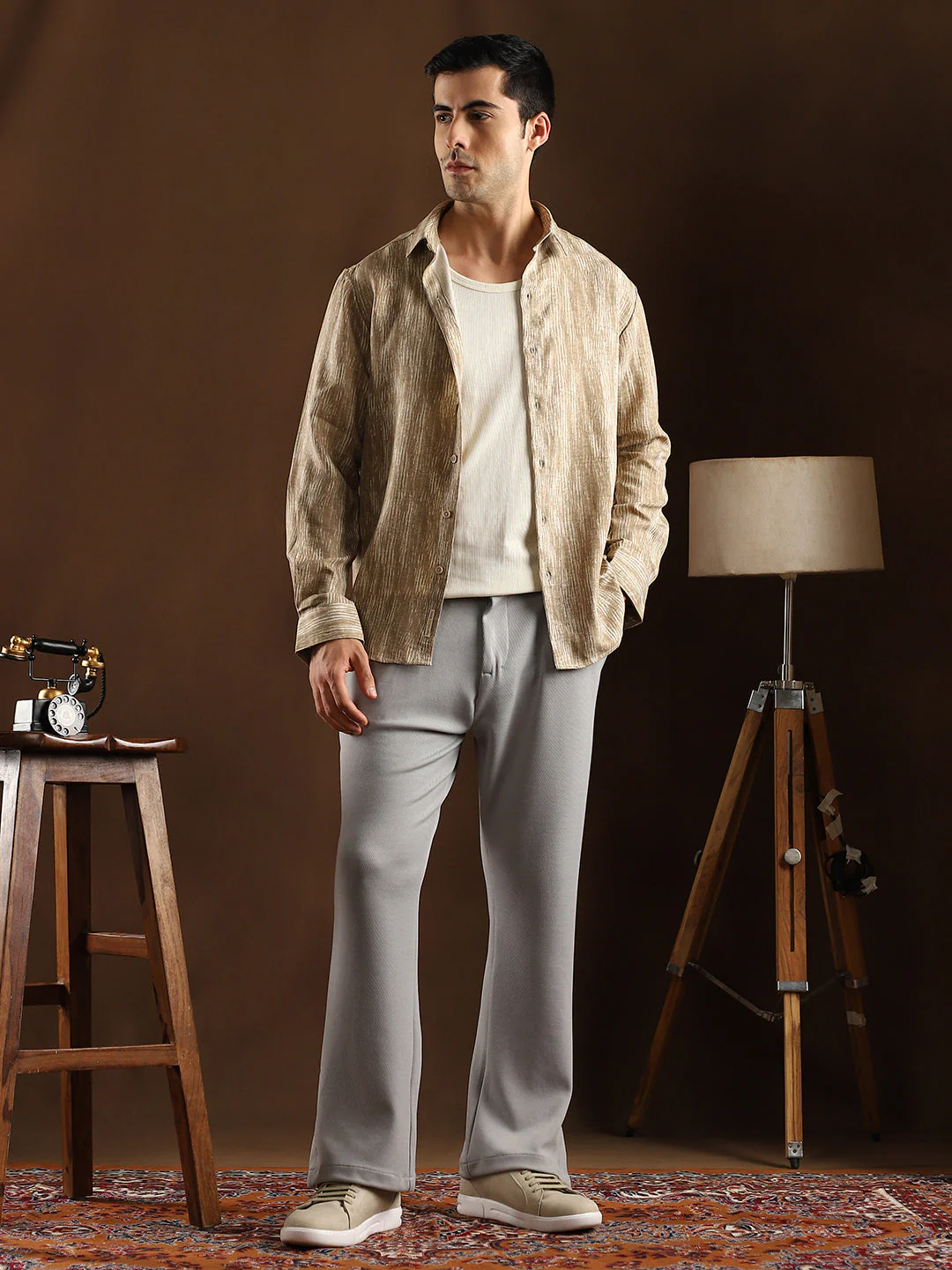 Micro-Waffle Cuffed Trousers - Image 5