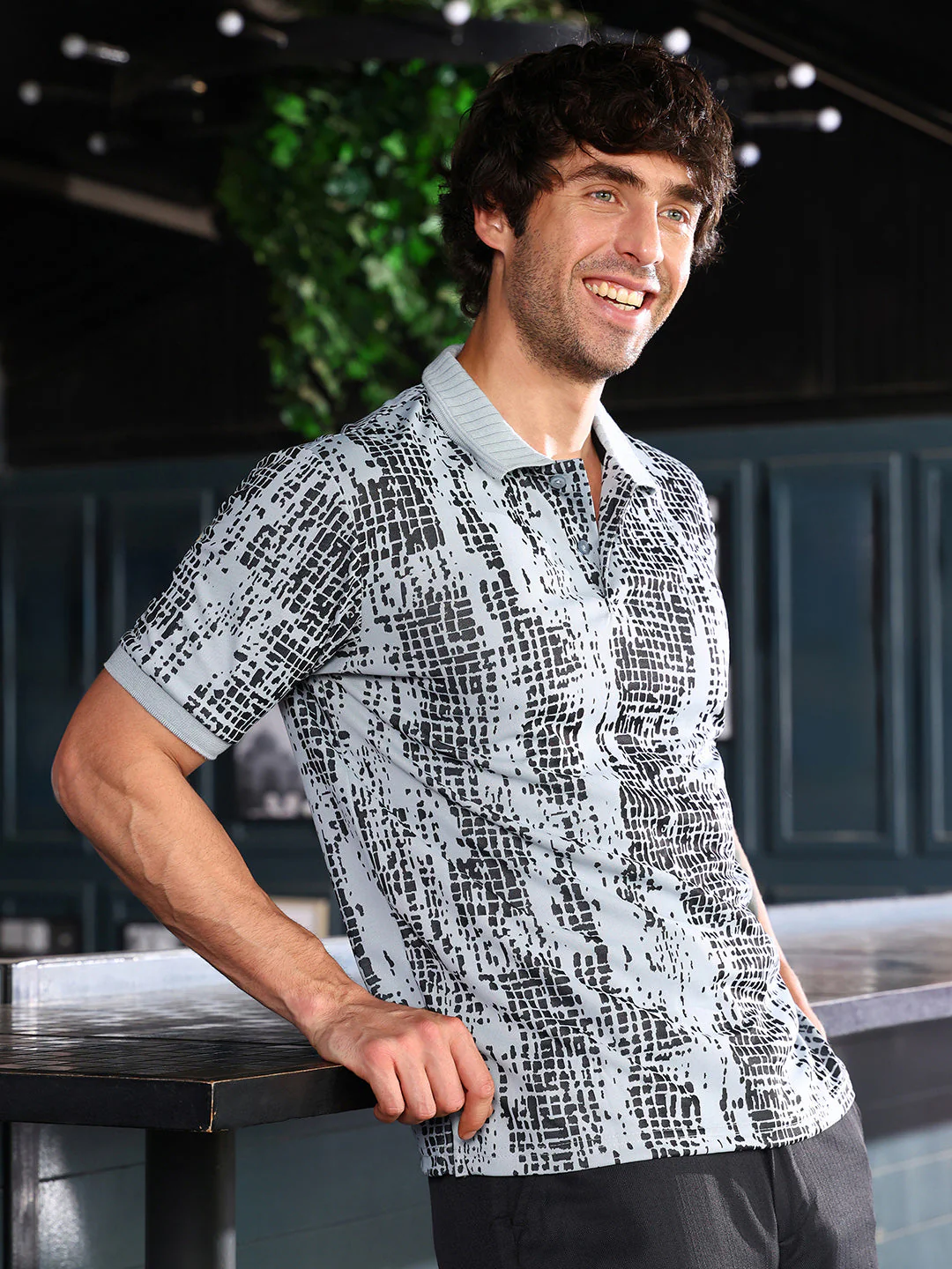Abstract-Gravel Print Polo T-Shirt - Image 3