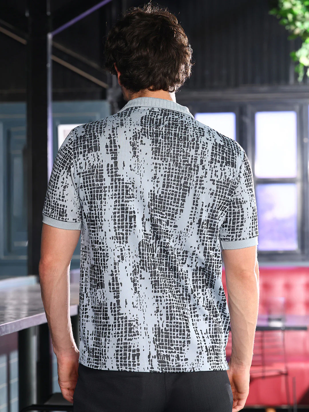 Abstract-Gravel Print Polo T-Shirt - Image 4
