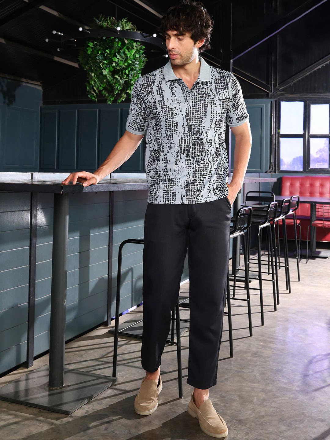 Abstract-Gravel Print Polo T-Shirt - Image 5