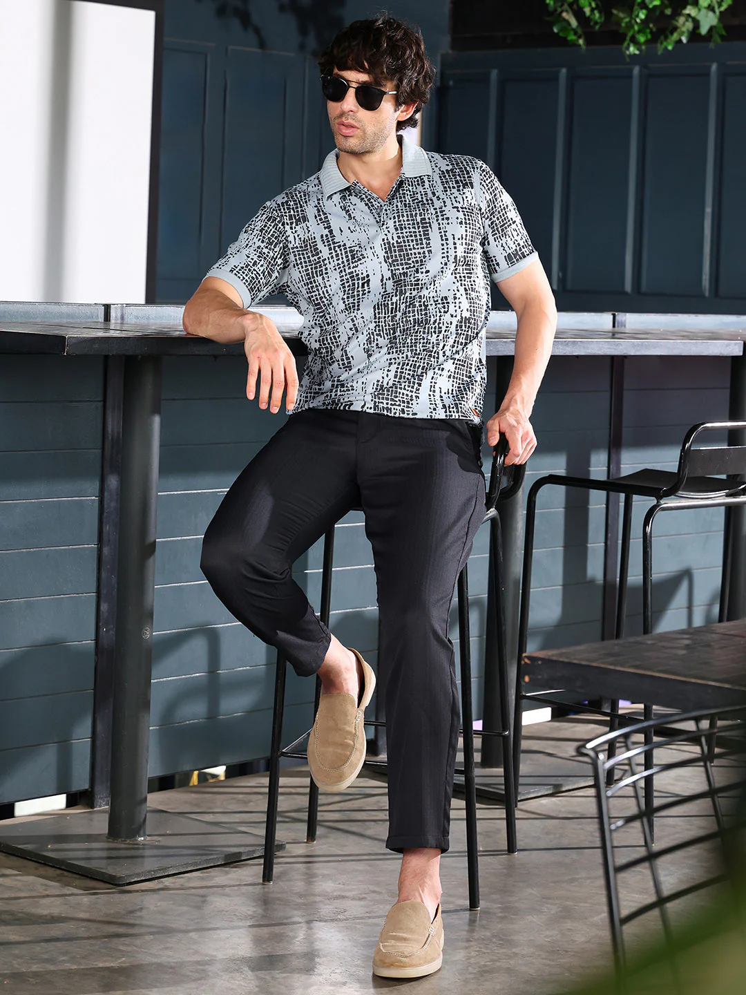 Abstract-Gravel Print Polo T-Shirt - Image 6