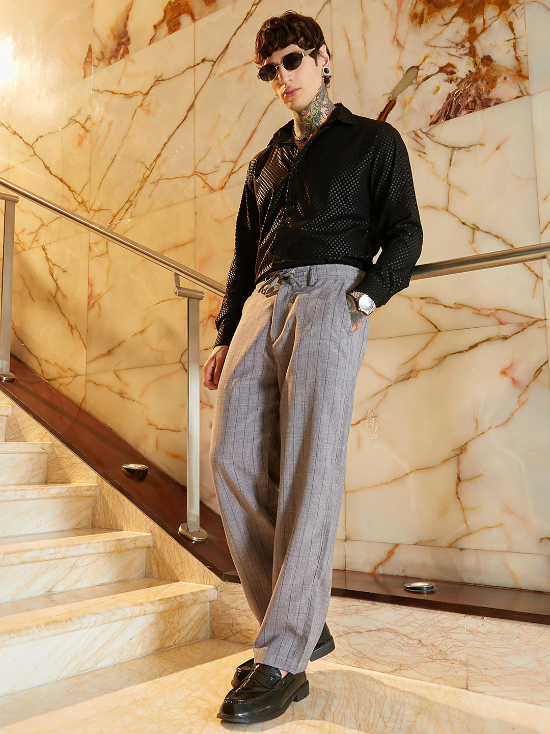 Lightweight - Pinstriped Chino Trousers - Image 6