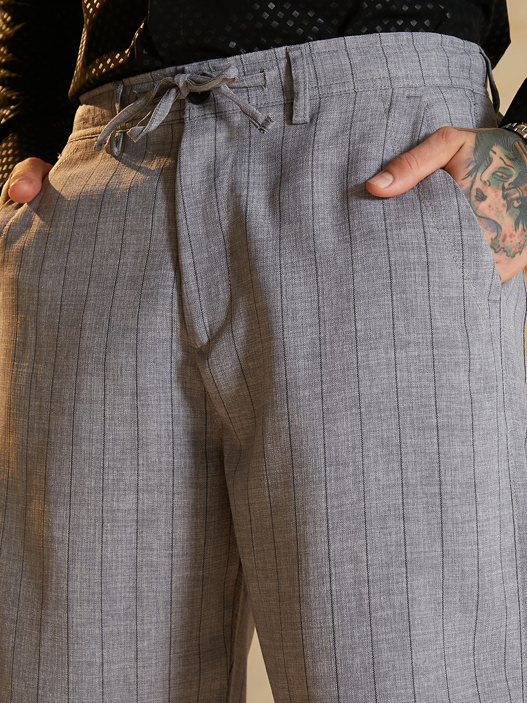 Lightweight - Pinstriped Chino Trousers - Image 7