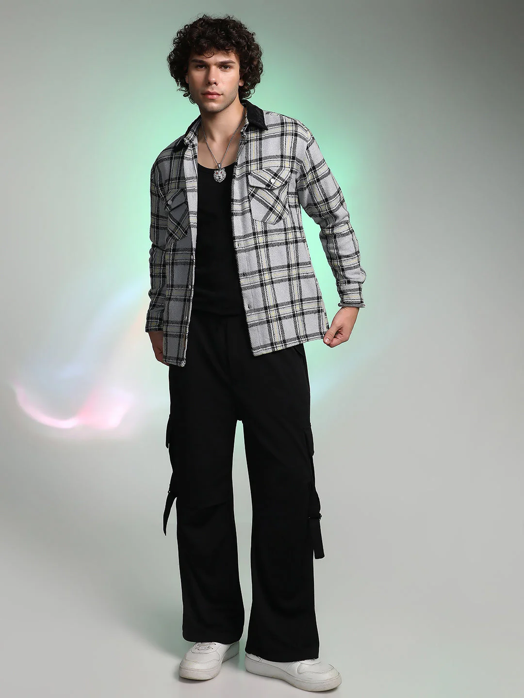 Plaid Utility Oversized Shirt - Image 5