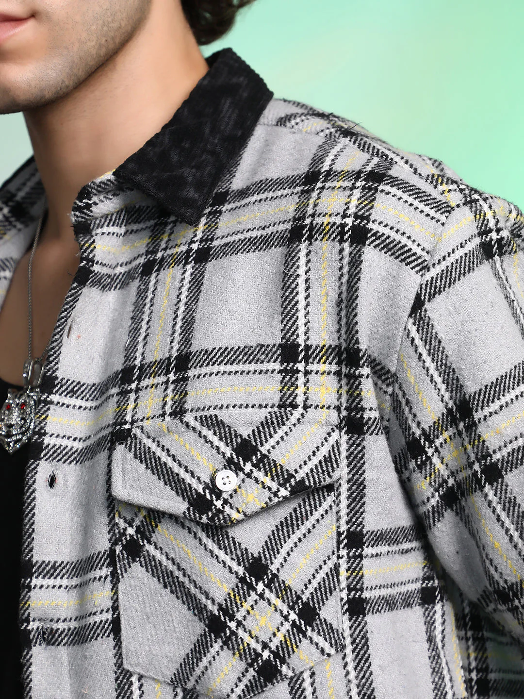 Plaid Utility Oversized Shirt - Image 7