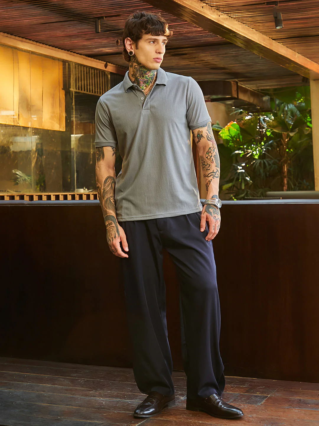 Ribbed -Tactile Polo T-Shirt - Image 5