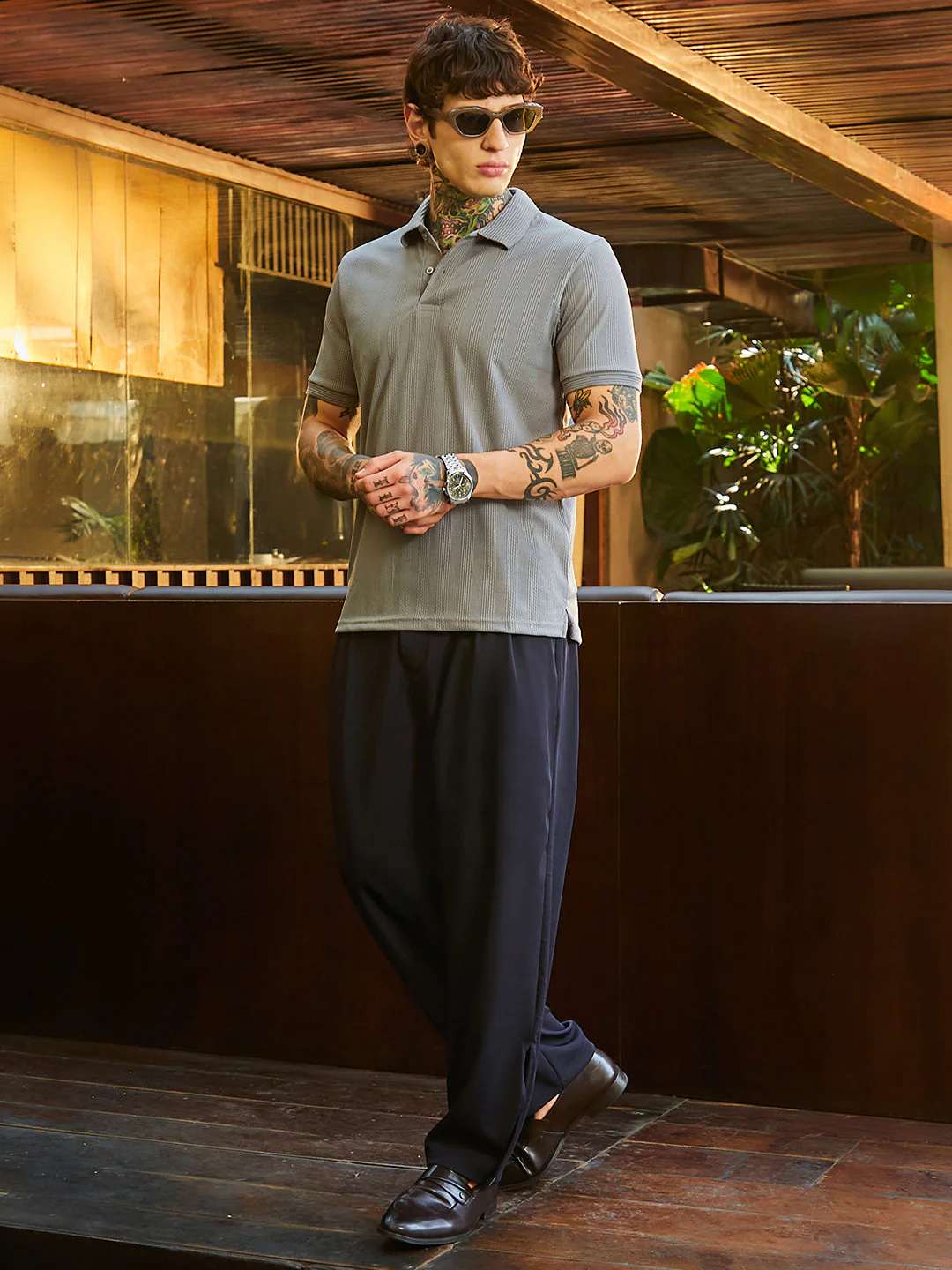 Ribbed -Tactile Polo T-Shirt - Image 6