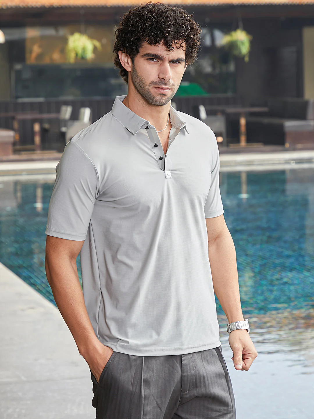 Seamless Waffle Polo T-Shirt - Image 3