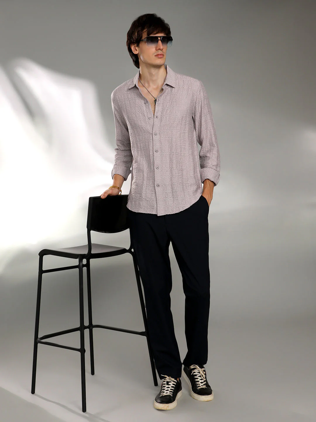 Solid Textured Knit Shirt - Image 6