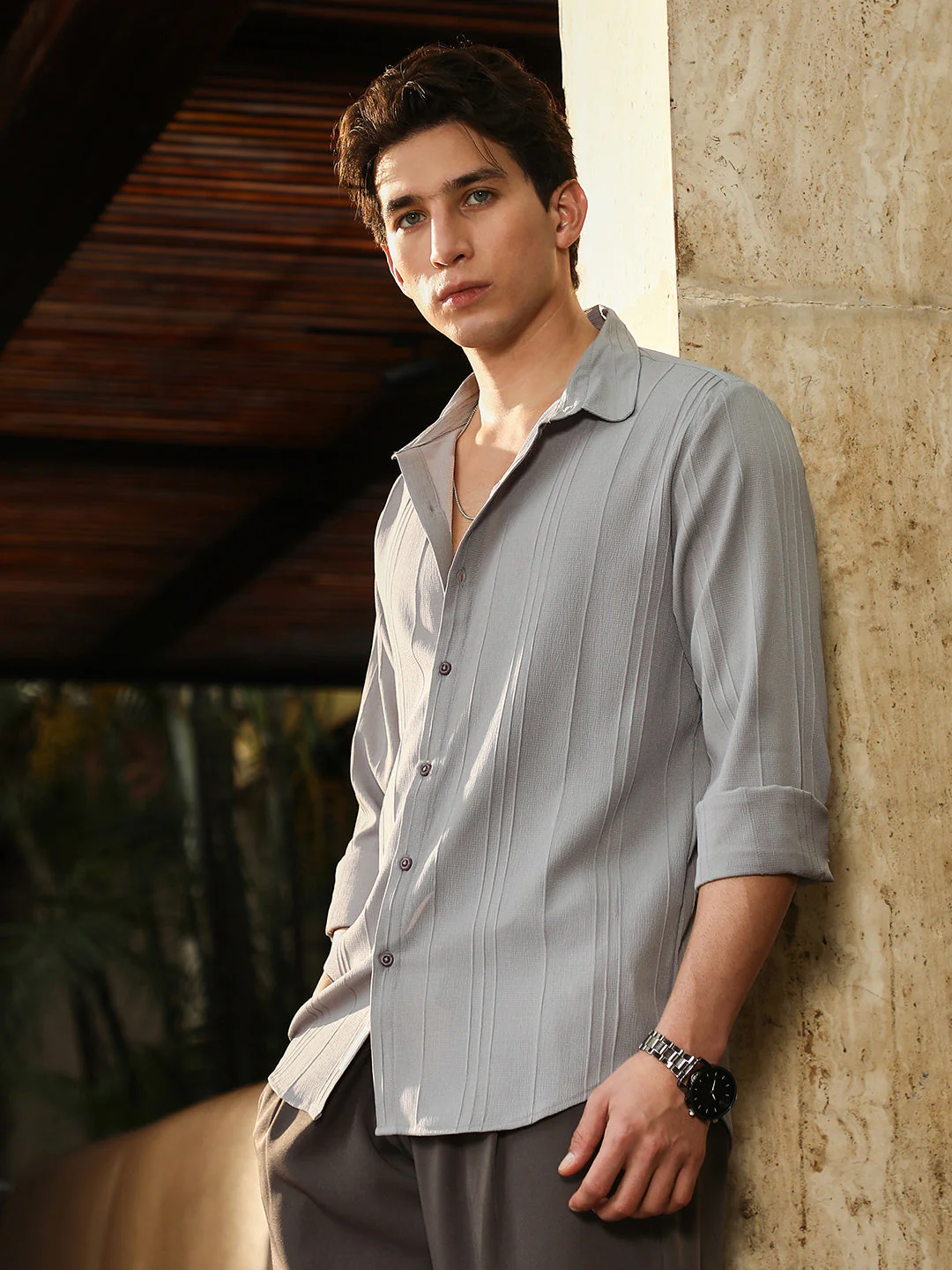 Unbalanced-Sugarcane Textured Shirt - Image 3