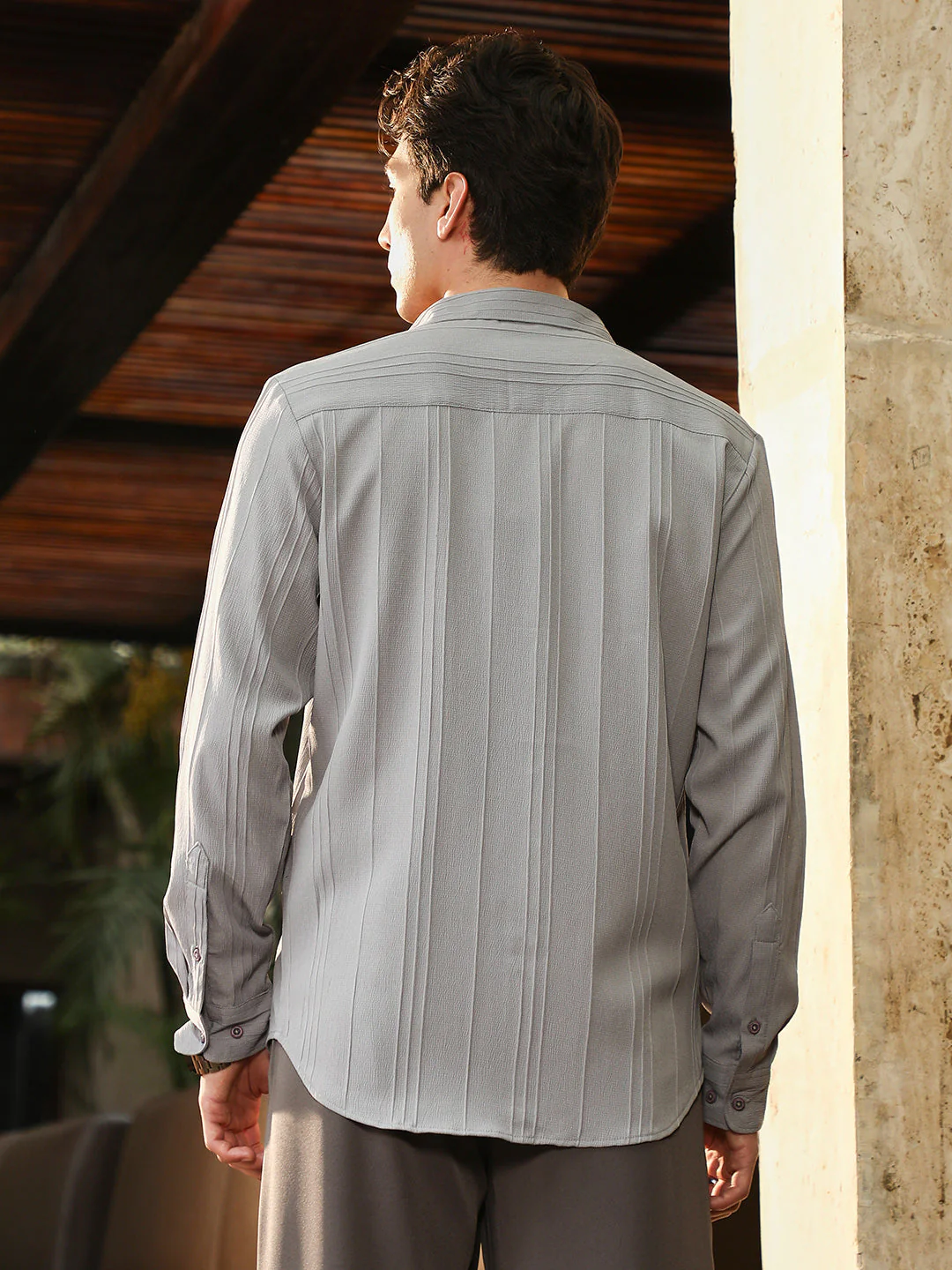 Unbalanced-Sugarcane Textured Shirt - Image 4