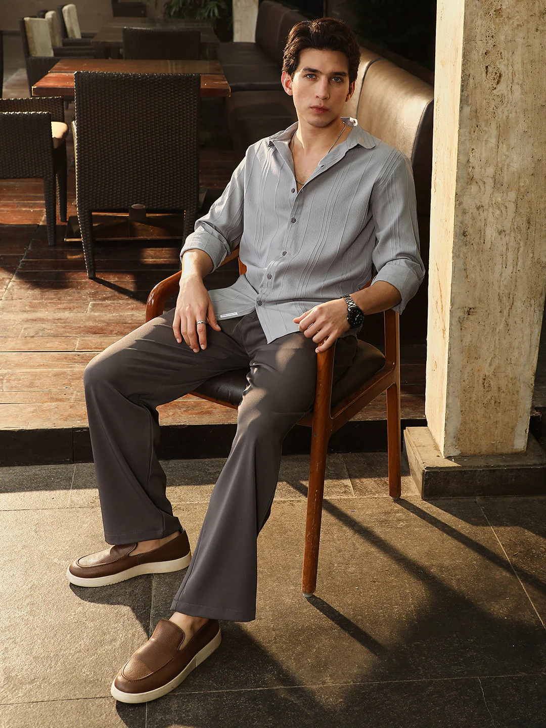 Unbalanced-Sugarcane Textured Shirt - Image 6