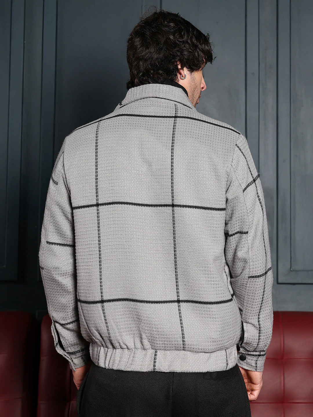 Waffle-Grid Utility Bomber Jacket - Image 4