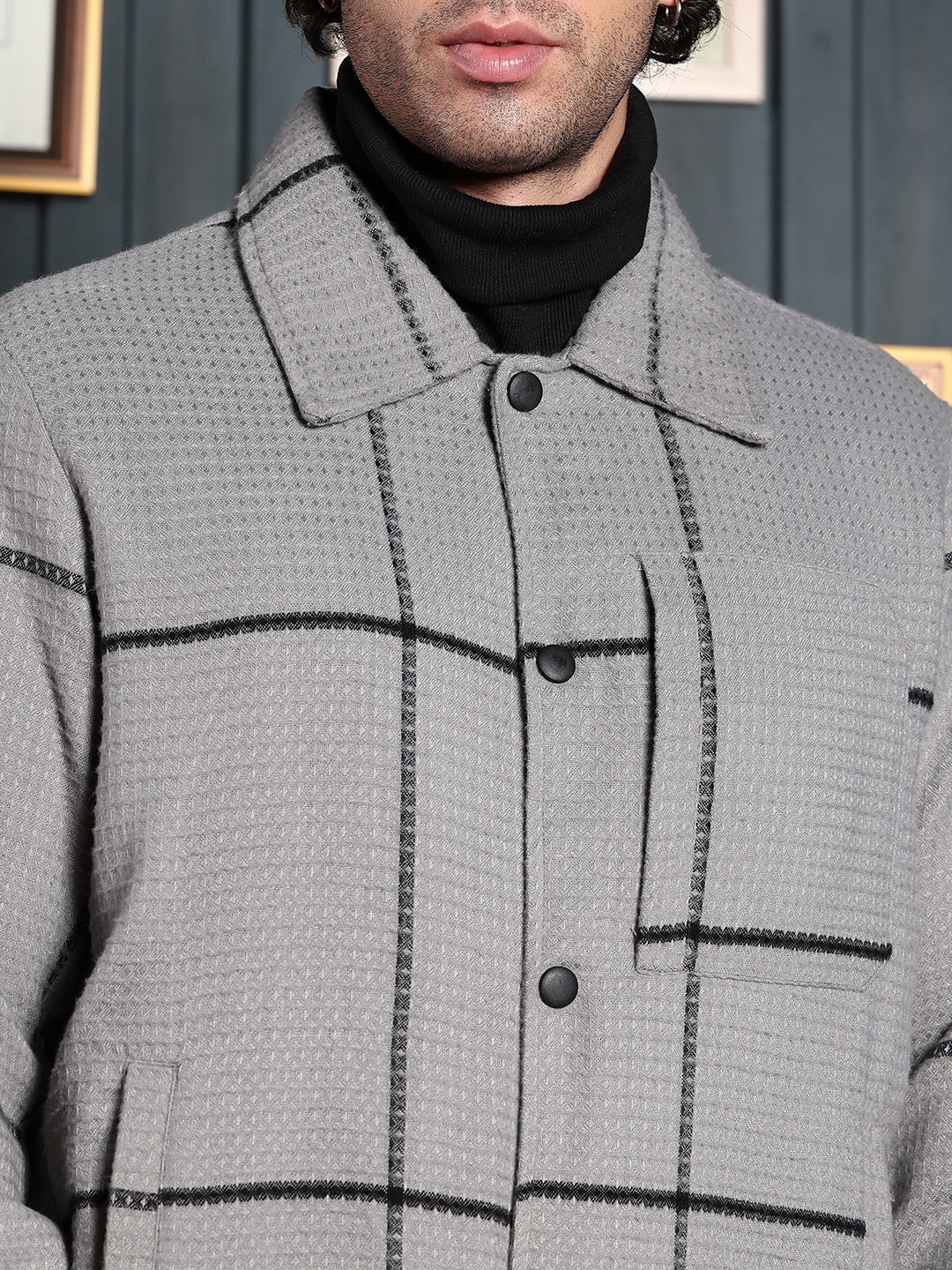 Waffle-Grid Utility Bomber Jacket - Image 7