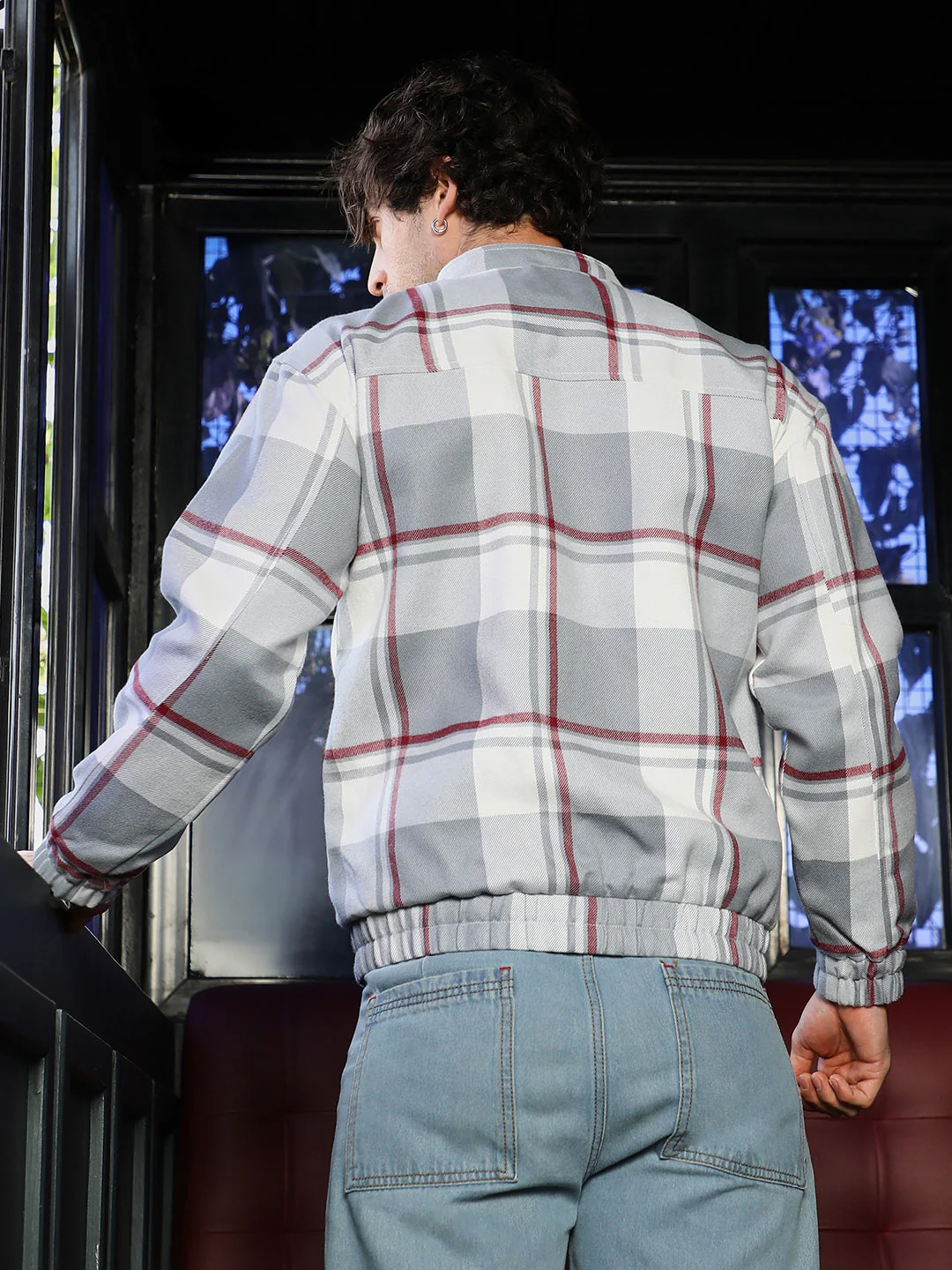 Zip-Front Brushed Plaid Jacket - Image 4