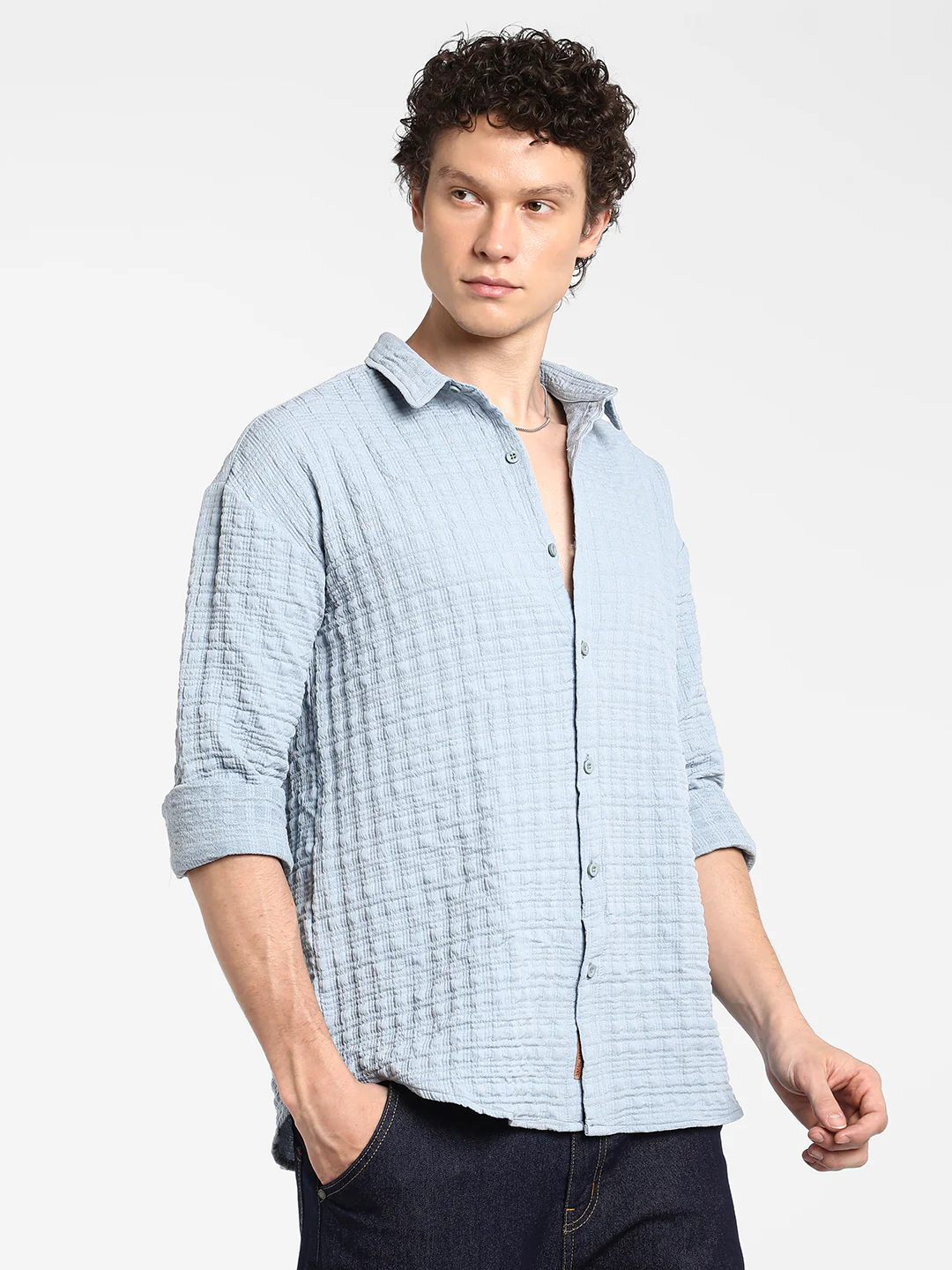 Box-Textured Oversized Shirt - Image 10