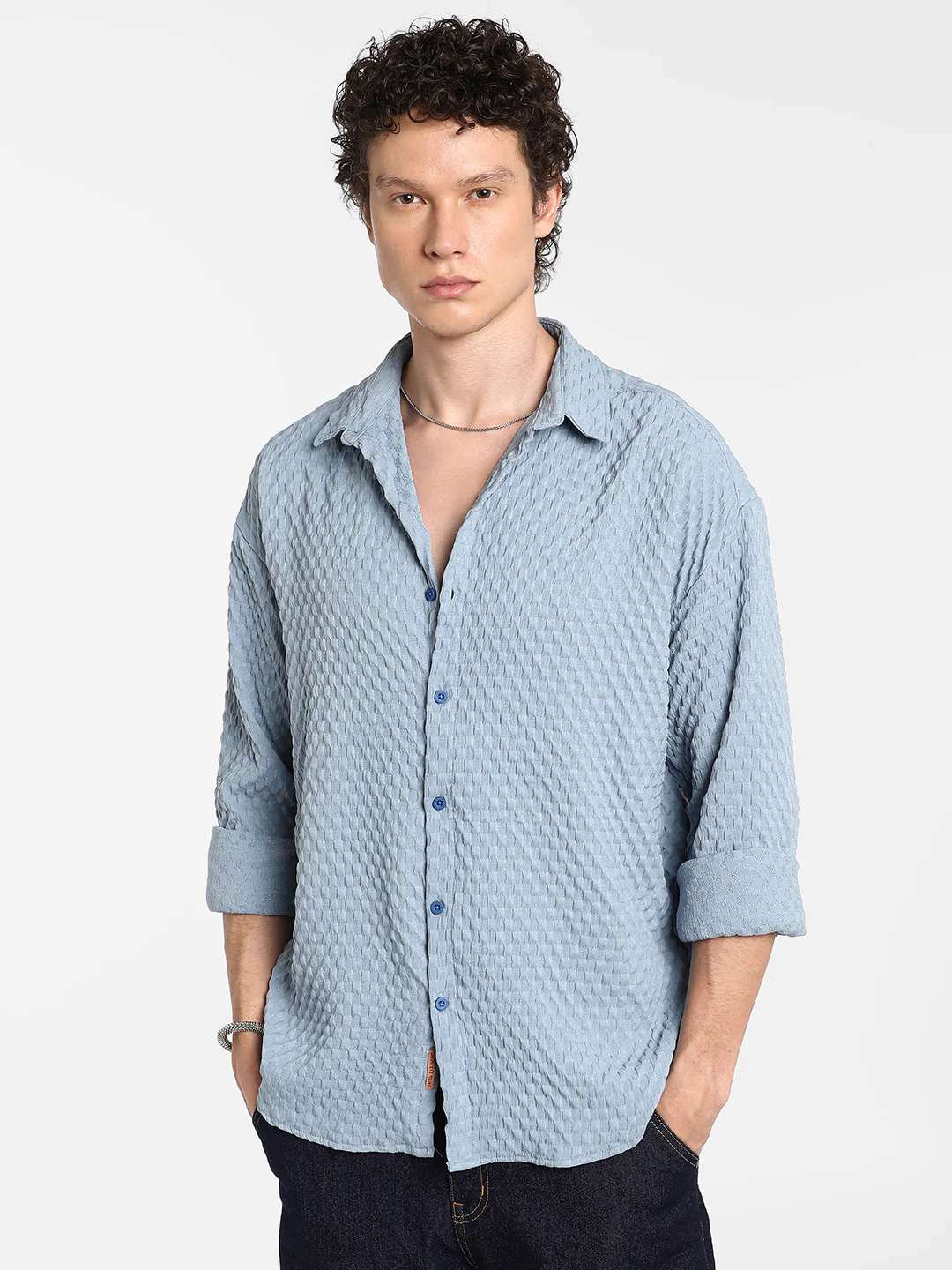 Cubic-Textured Oversized Shirt - Image 9