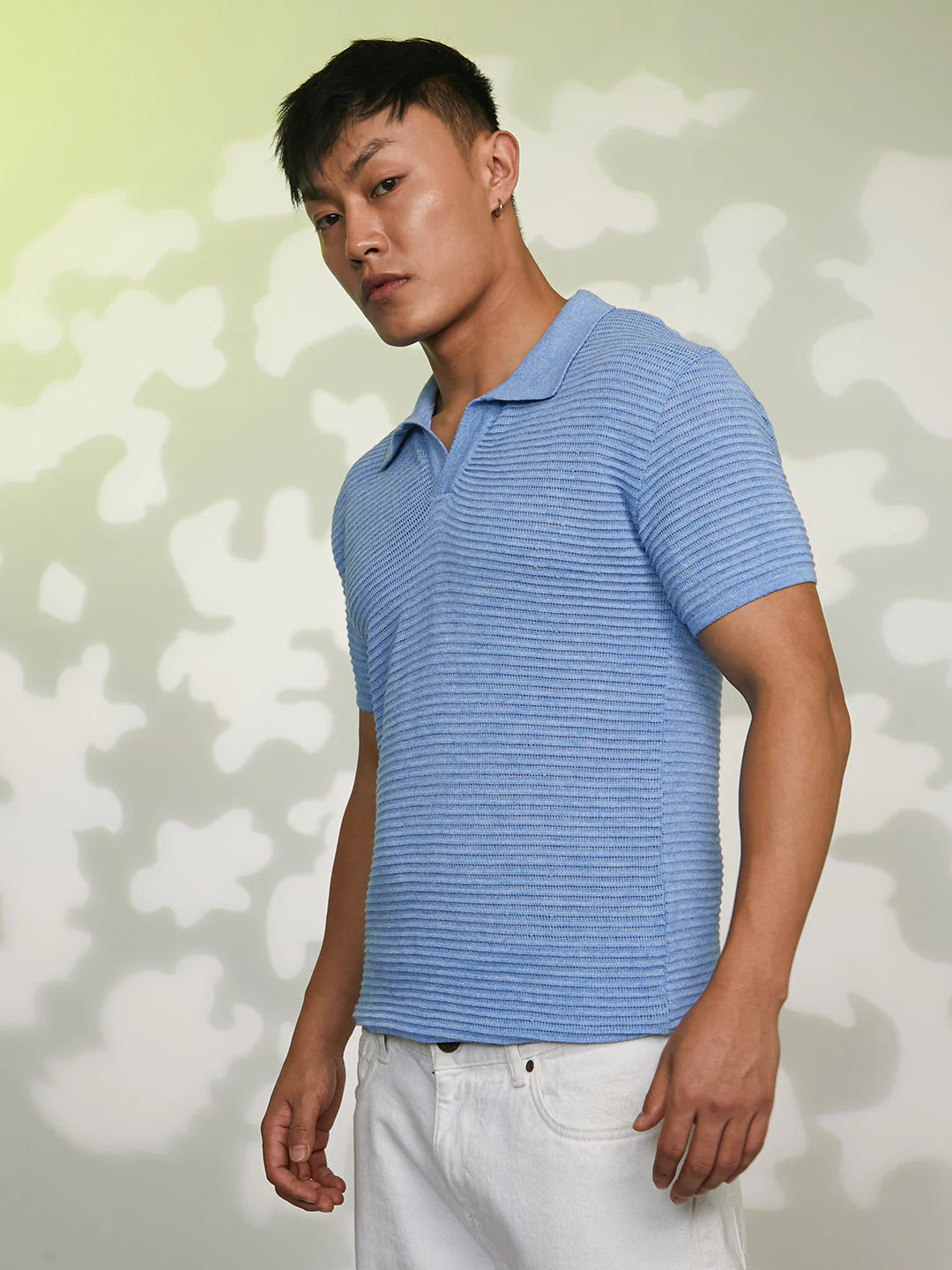 Horizontal-Textured Polo T-Shirt - Image 3