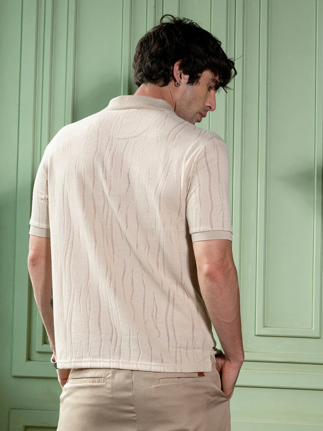 Crevice-Jacquard Polo T-Shirt - Image 4