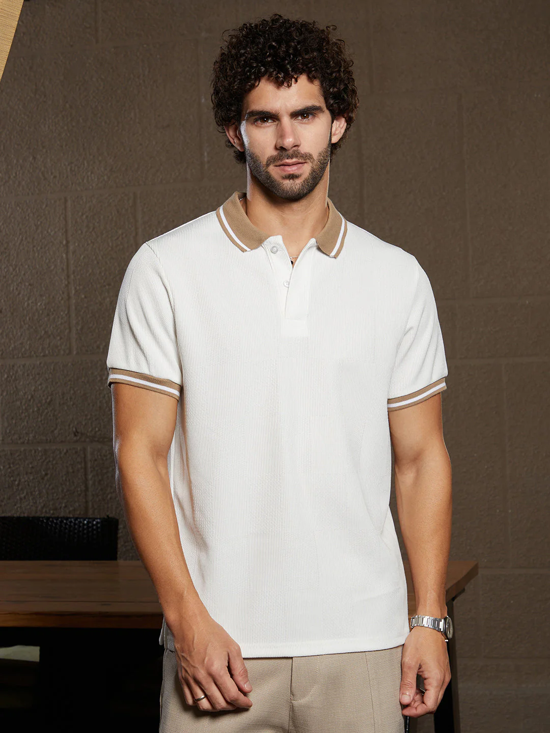 Cuboid-Stripe Polo T-Shirt - Image 2