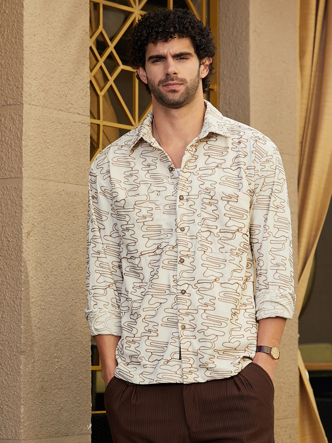 Groovy-Stitch Corduroy Oversized Shirt - Image 2