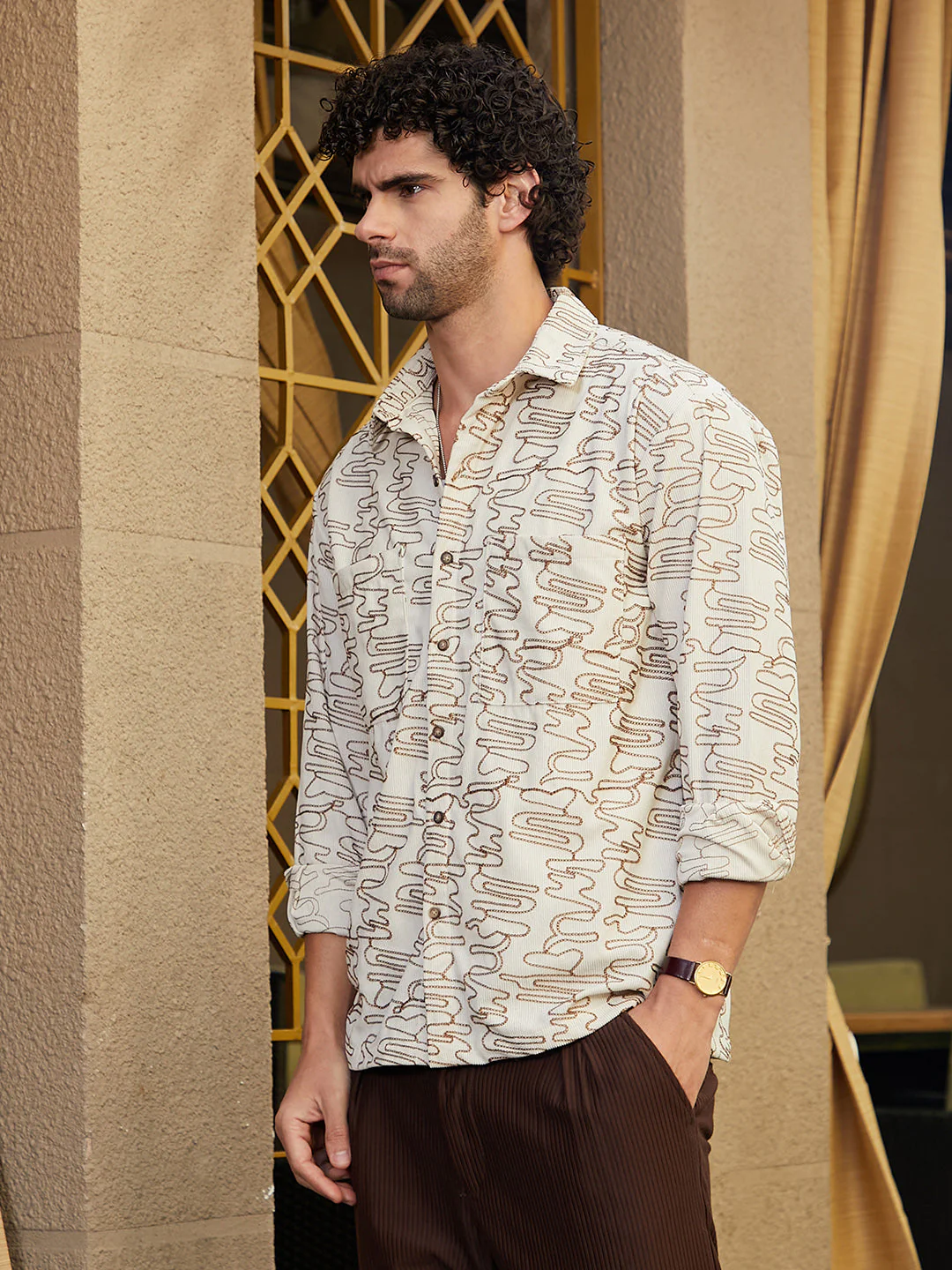 Groovy-Stitch Corduroy Oversized Shirt - Image 3