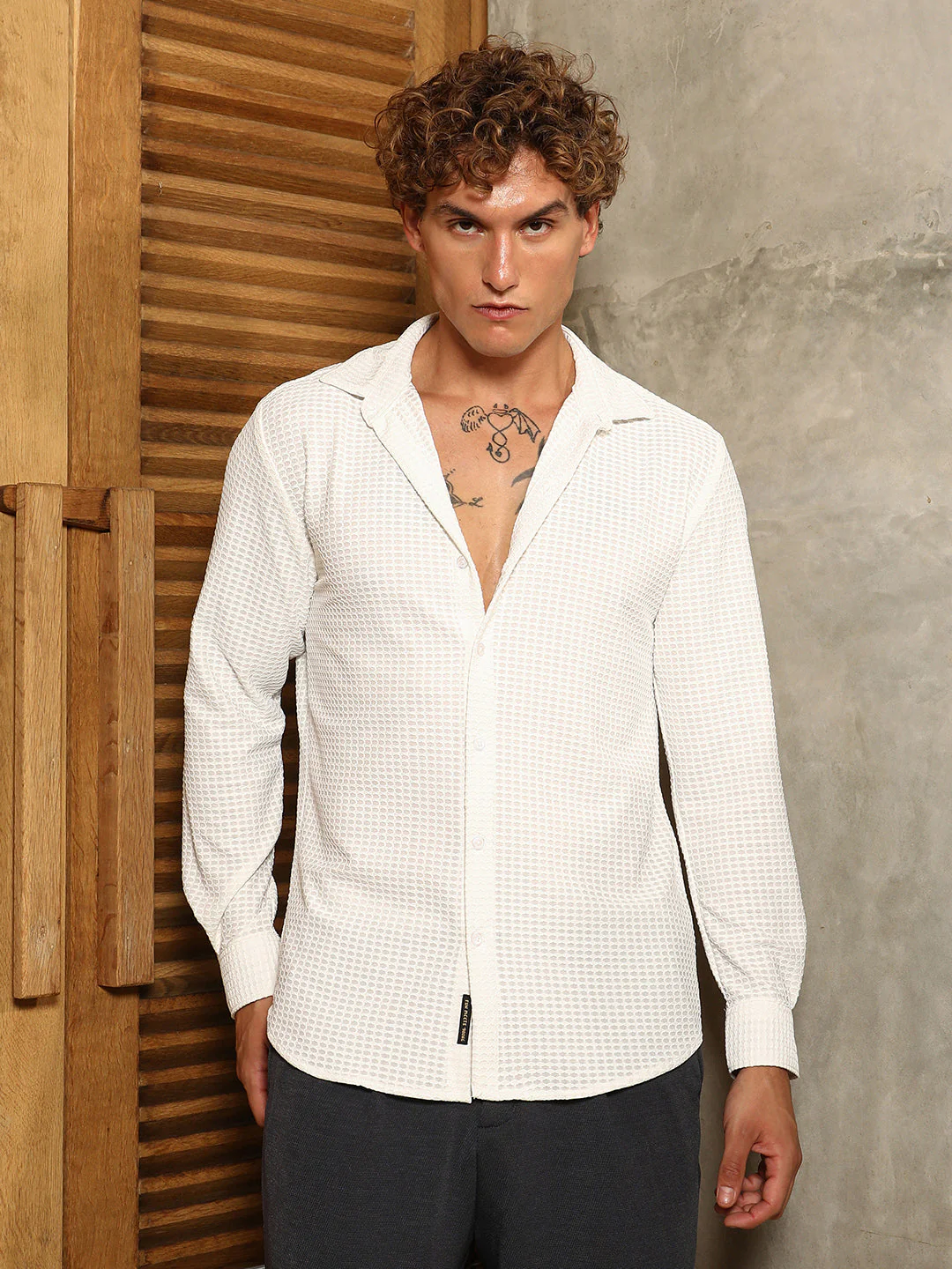 Hive-Weave Textured Shirt - Image 2