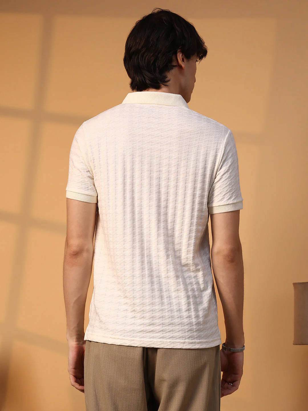 Houndstooth-Textured Polo T-Shirt - Image 5