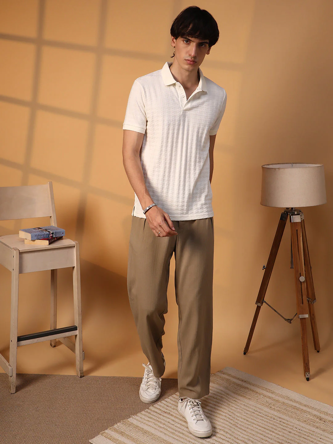 Houndstooth-Textured Polo T-Shirt - Image 6